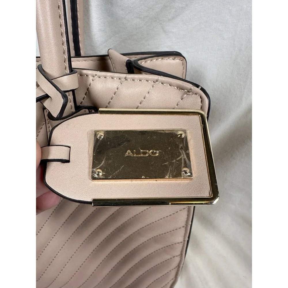 ALDO Blush Pink Quilted Tote Satchel Bag‎ Gold Hardware Chain Strap